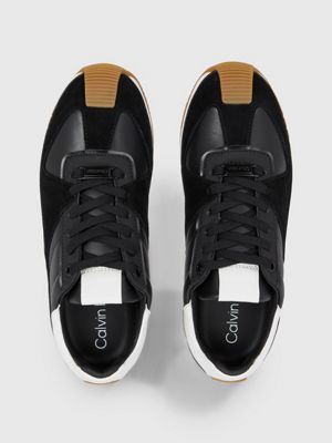 Calvin klein black 2024 leather trainers