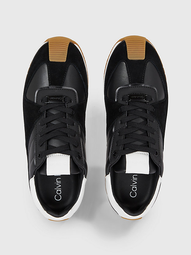 black/ white leather trainers for women calvin klein