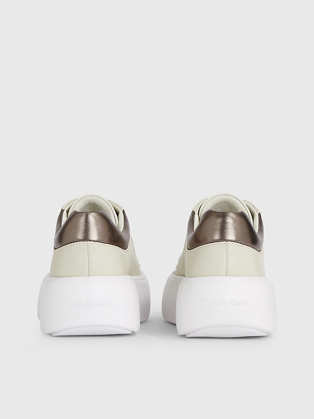 dk ecru/bronze skórzane buty sportowe na platformie dla kobiety - calvin klein