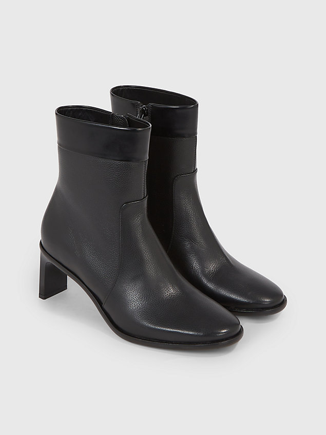 black leather heeled ankle boots for women calvin klein