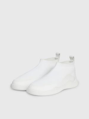 white slip-on sock trainers for women calvin klein