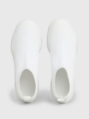 white slip-on sock trainers for women calvin klein