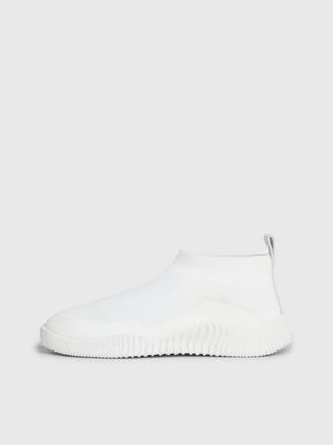 white slip-on sock trainers for women calvin klein