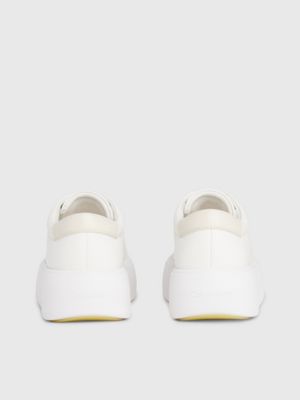 white/dk ecru leather platform trainers for women calvin klein