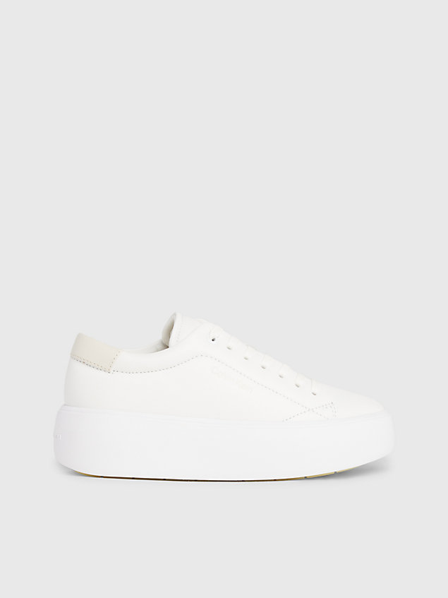 white leather platform trainers for women calvin klein