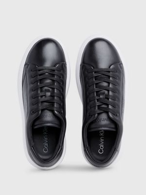 black leather platform trainers for women calvin klein