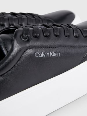 black leather platform trainers for women calvin klein