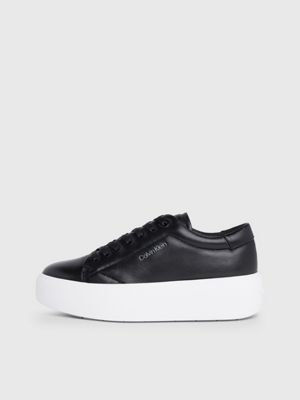 black leather platform trainers for women calvin klein