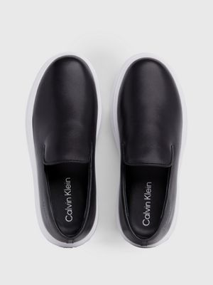 Black leather slip on shoes womens online