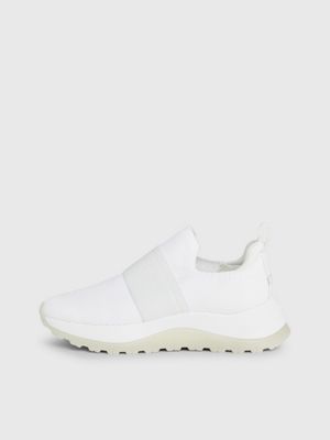 white mesh slip-on chunky runner sock trainers for women calvin klein
