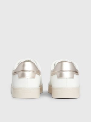 white/crystal gray leather trainers for women calvin klein