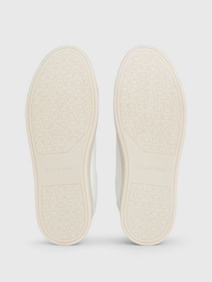 white/crystal gray leather trainers for women calvin klein