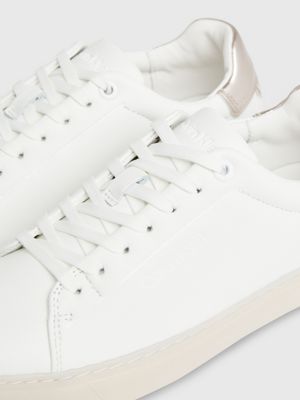 white/crystal gray leather trainers for women calvin klein