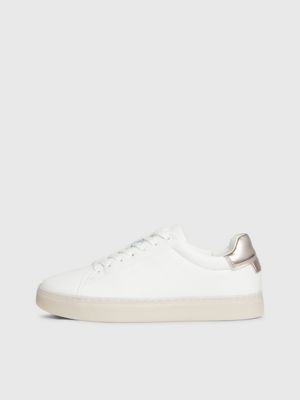 white/crystal gray leather trainers for women calvin klein