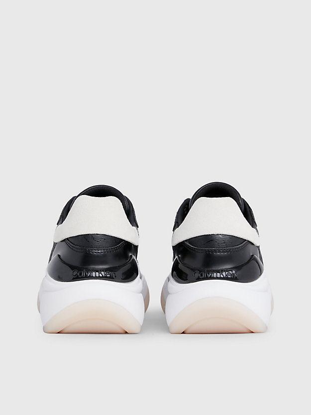 black/ white wedge sneakers aus leder für damen - calvin klein