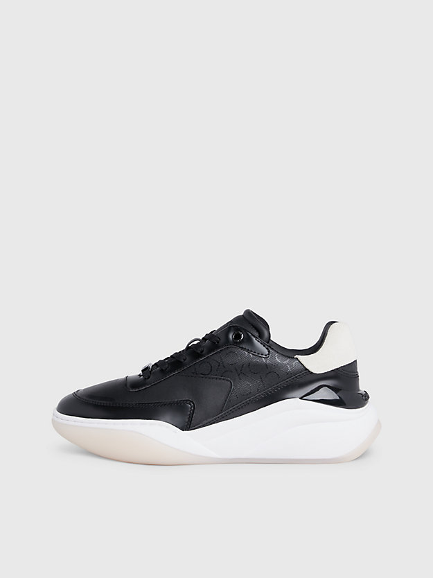 black/white leather wedge trainers for women calvin klein