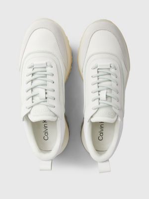 white/milky green trainers for women calvin klein