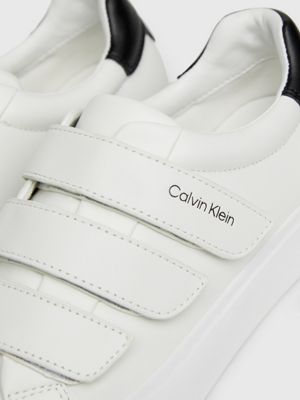 white leather velcro trainers for women calvin klein