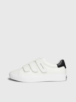 white leather velcro trainers for women calvin klein