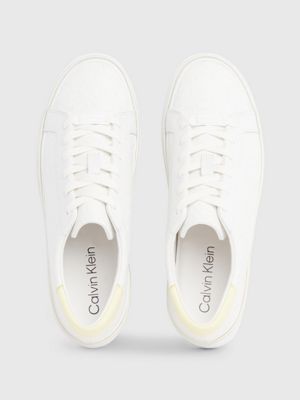 white/tender yellow logo platform trainers for women calvin klein