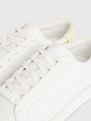 white/tender yellow logo platform trainers for women calvin klein