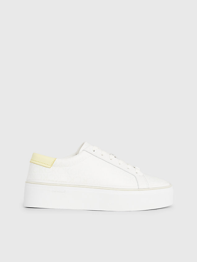 white logo-plateau-sneakers für damen - calvin klein