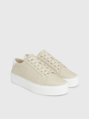 feather grey logo platform trainers for women calvin klein