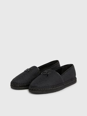 black logo jacquard espadrilles for women calvin klein