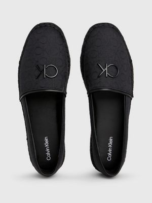 black logo jacquard espadrilles for women calvin klein