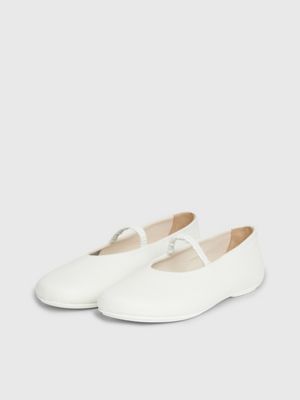 off white leather ballerinas for women calvin klein