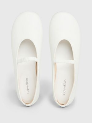 off white leather ballerinas for women calvin klein