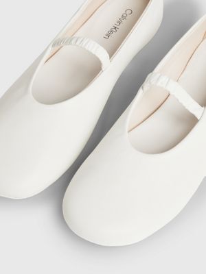 off white leather ballerinas for women calvin klein