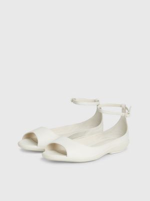 dk ecru leather ballerinas for women calvin klein