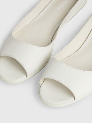 dk ecru leather ballerinas for women calvin klein