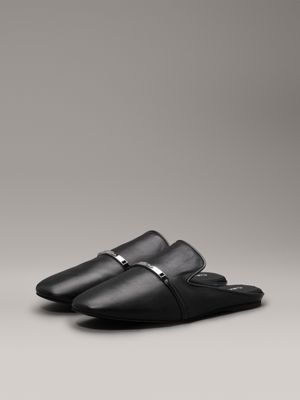 ck black leather mules for women calvin klein