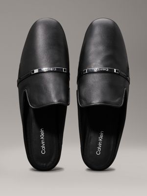 ck black leather mules for women calvin klein