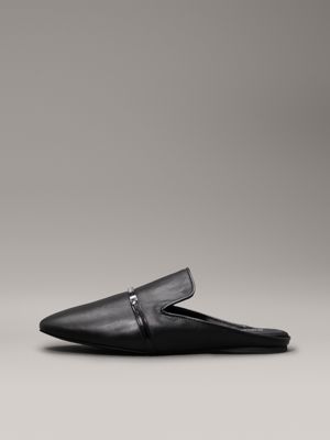 ck black leather mules for women calvin klein