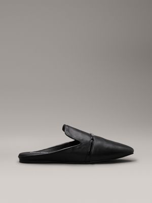 black leather mules for women calvin klein