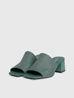 meteor green logo jacquard heeled sandals for women calvin klein