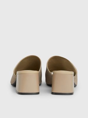 dusky taupe logo jacquard heeled sandals for women calvin klein