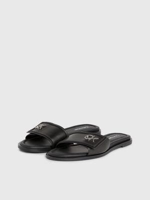 black leather sandals for women calvin klein