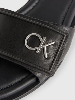 black leather sandals for women calvin klein