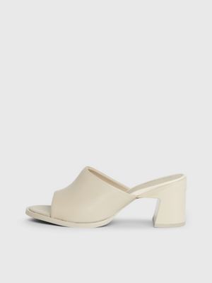 stony beige leather heeled sandals for women calvin klein