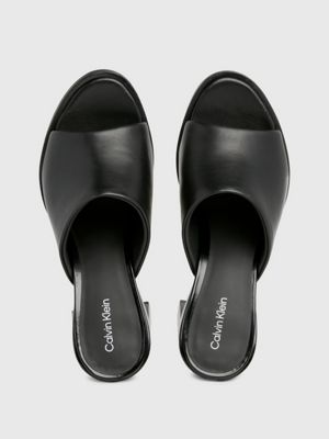 black leather heeled sandals for women calvin klein