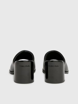 black leather heeled sandals for women calvin klein