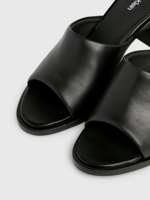 black leather heeled sandals for women calvin klein