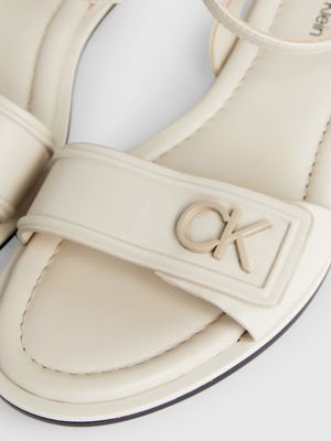 stony beige leather sandals for women calvin klein