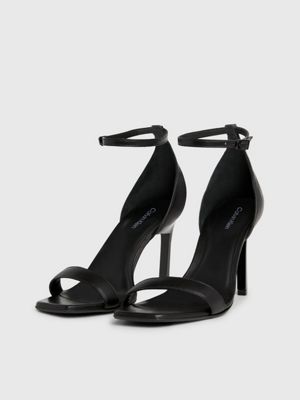 Calvin Klein Black Leather Stiletto Heel Sandals
