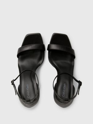 ck black leather stiletto sandals for women calvin klein