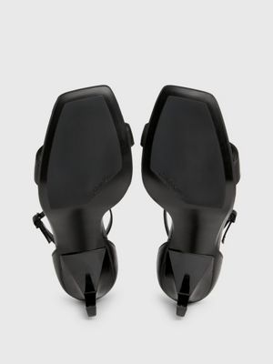 ck black leather stiletto sandals for women calvin klein